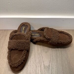 Splendid Chocolate Brown Shearling Slide Mules